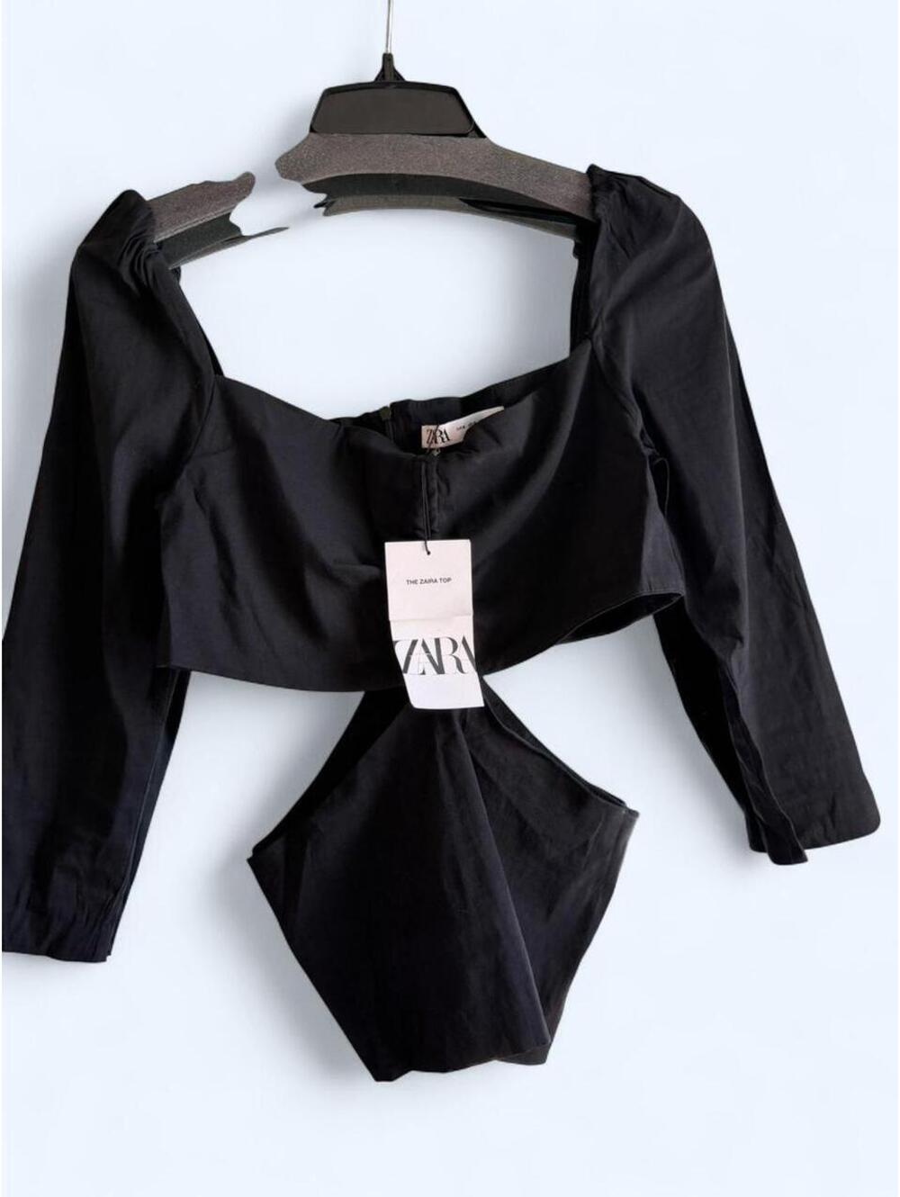 Zara black cutout crop top